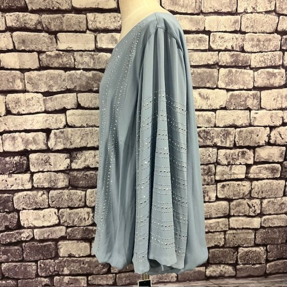 Alfani NWT Blue Studded Fully Lined Blouse Size 24W - Picture 4 of 10